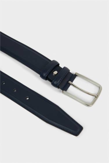 Erkek Dikdörtgen Toka Suni Deri Klasik Kemer