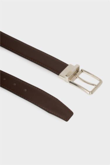 Erkek Dikdörtgen Toka Suni Deri Klasik Kemer