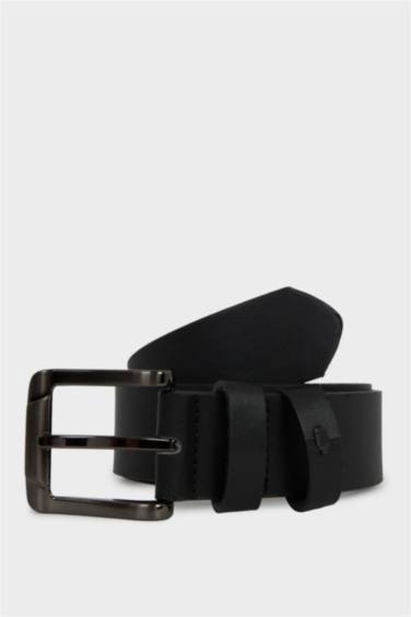 Erkek Dikdörtgen Toka Suni Deri Günlük Kemer