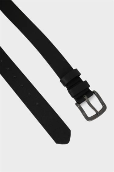 Erkek Dikdörtgen Toka Suni Deri Günlük Kemer