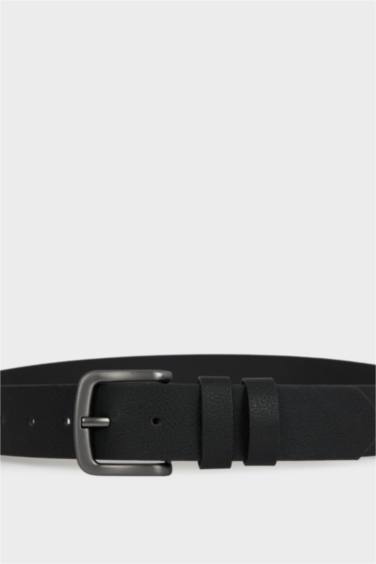 Erkek Dikdörtgen Toka Suni Deri Günlük Kemer