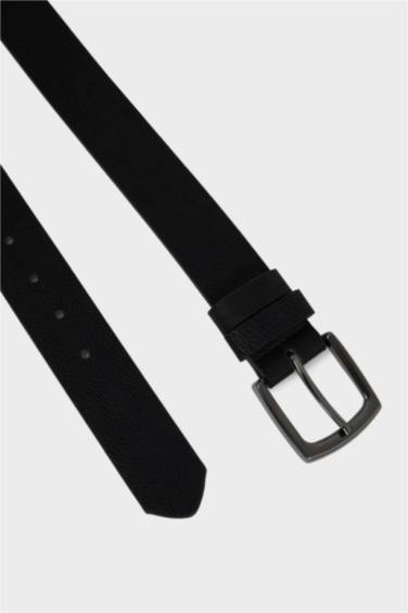 Erkek Dikdörtgen Toka Suni Deri Günlük Kemer