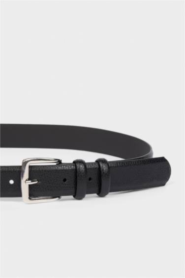 Erkek Dikdörtgen Toka Suni Deri 2'li Klasik Kemer