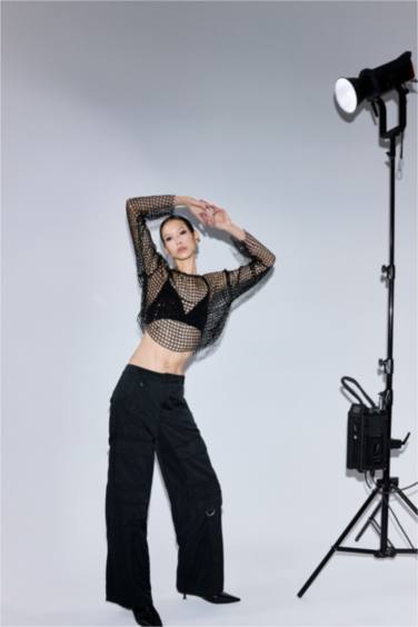 Crew Neck Long Sleeve Oversize Fit Blouse