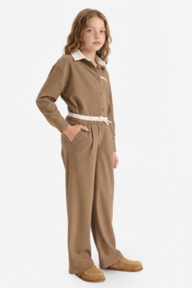 Girl Elastic Waist Wide Leg Trousers