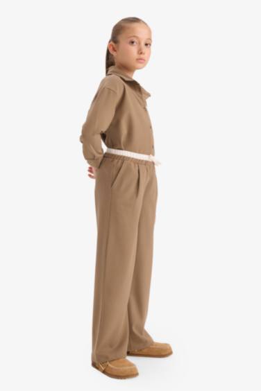 Kız Çocuk Beli Lastikli Wide Leg Pantolon