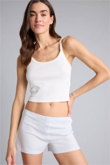 Çizgili Şort Pijama Altı - Görsel 4