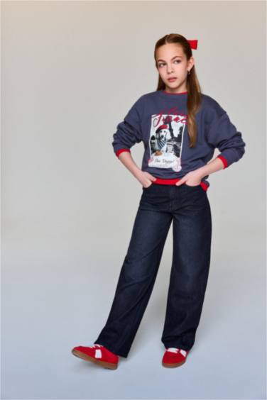 90's Wıde Leg Geniş Paça Jean Pantolon Kız Çocuk