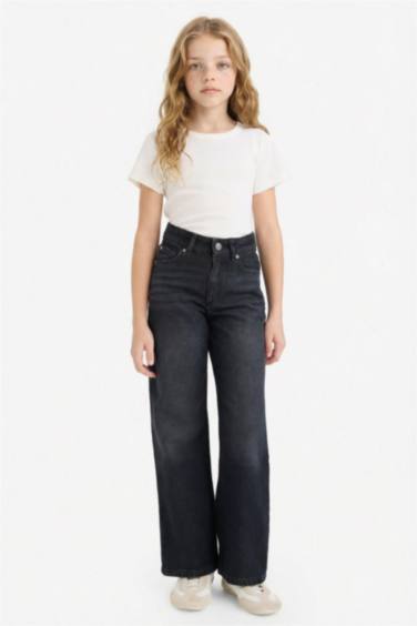 90's Wıde Leg Geniş Paça Jean Pantolon Kız Çocuk