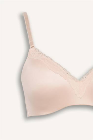 Dantel Detaylı Saten Kaplı Pedli Balensiz Tişört Bra-Fall in Love