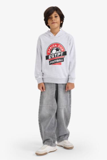 Boy Crew Neck Slogan Printed Sweatshirt