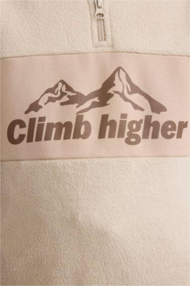 Erkek Çocuk Yarım Fermuarlı Baskılı Polar Sweatshirt