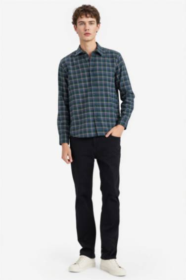 قميص ردن طويل قصة عادية وياخة بولو