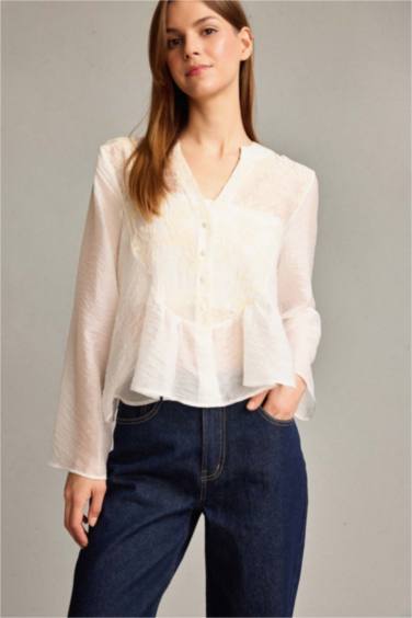 V-Neck Long Sleeve Shirt