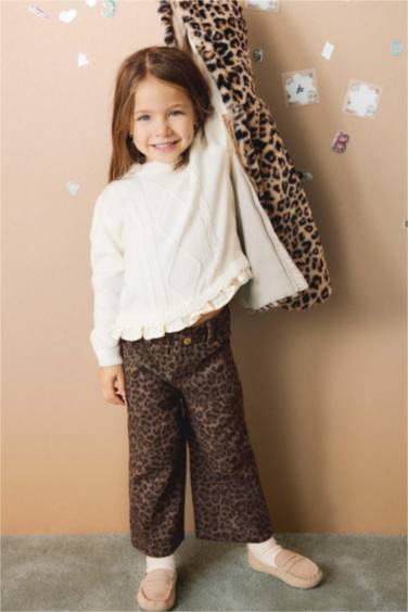 Kız Bebek Leopar Desenli Gabardin Pantolon