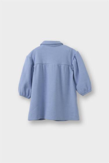 فستان بيبي بناتي مخمل قطيفة قصة عادية ردن طويل