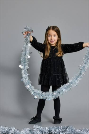 فستان بيبي بناتي مخمل قصة عادية ردن طويل