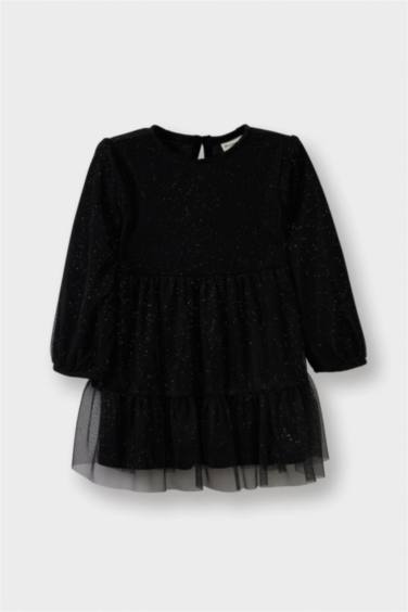 فستان بيبي بناتي مخمل قصة عادية ردن طويل