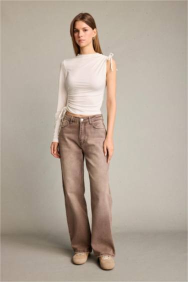 Tek Omuzlu Büzgülü Bluz