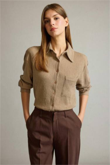 قميص قصة عادية ردن طويل