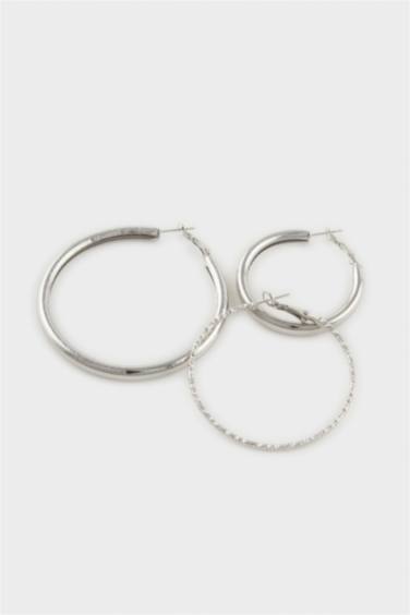 Kadın 3'lü Silver Halka Küpe