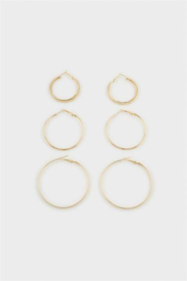 Kadın 3'lü Gold Halka Küpe