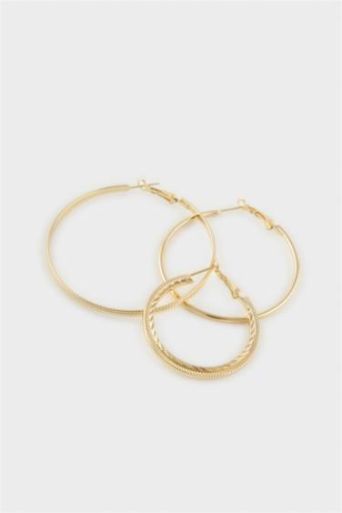 Kadın 3'lü Gold Halka Küpe