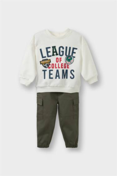 Erkek Bebek 2'li Takım Baskılı Sweatshirt Pantolon