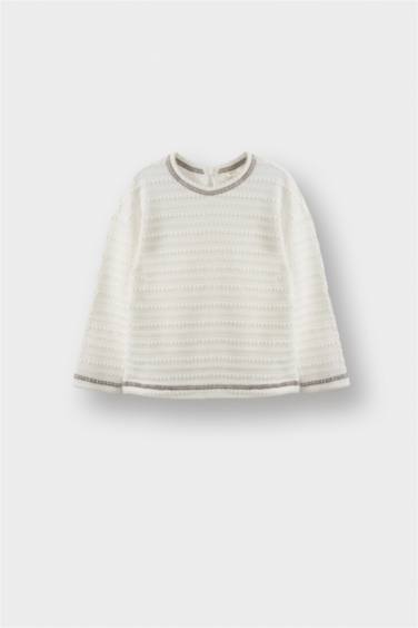 تيشيرت بيبي بناتي ردن طويل محبوك قصة عادية