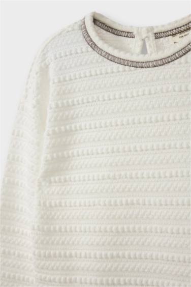 تيشيرت بيبي بناتي ردن طويل محبوك قصة عادية