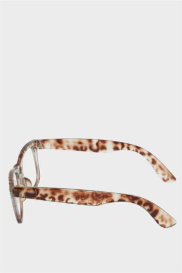 Kadın Mavi Cam Bej Leopar Çerçeveli Gözlük