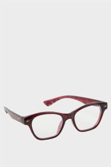 Kadın Mavi Cam Bordo Çerçeveli Gözlük