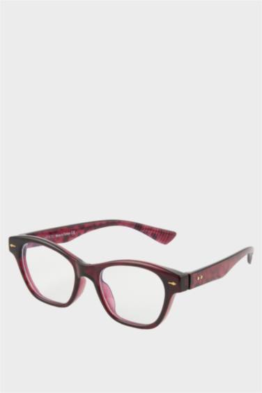 Kadın Mavi Cam Bordo Çerçeveli Gözlük