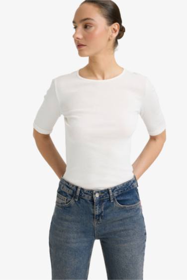 Slim Fit Crew Neck Ribbed T-shirt