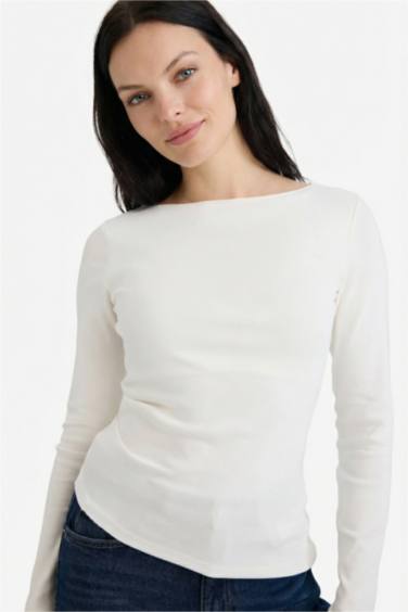 Slim Fit Crew Neck Ribbed Long Sleeve T-Shirt
