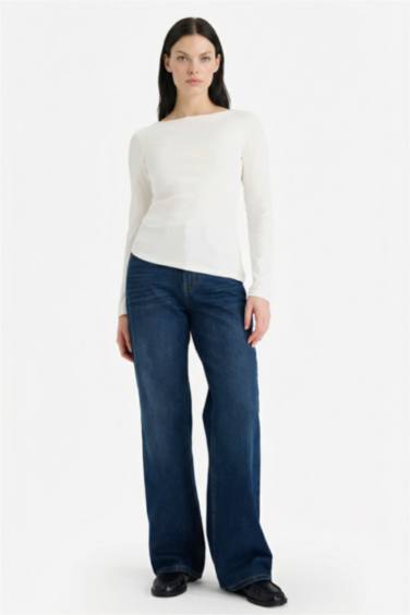 Slim Fit Crew Neck Ribbed Long Sleeve T-Shirt