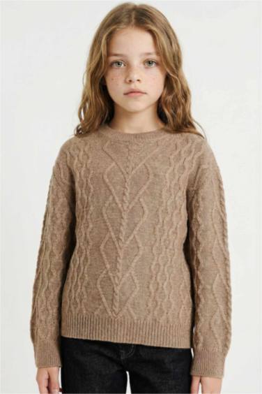 بلوز صوف بناتي قصة عادية بياخة مستديرة