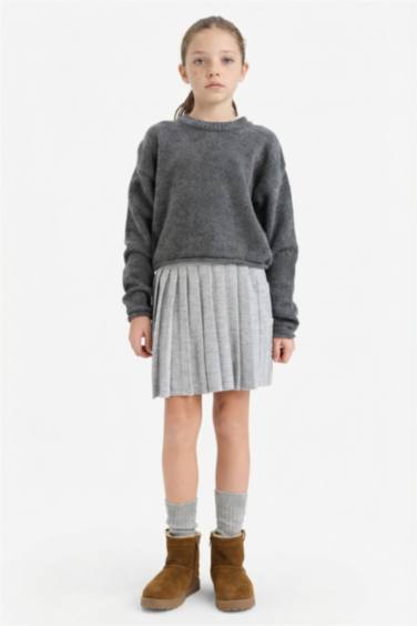 تنورة بناتي تريكو بكسرات