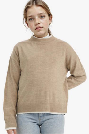 بلوز صوف بناتي قصة عادية بياخة مستديرة