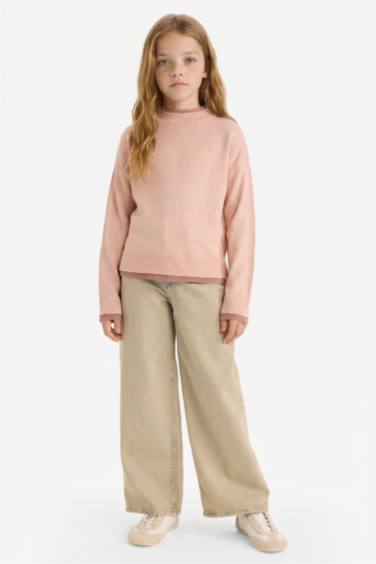 بلوز صوف بناتي قصة عادية بياخة مستديرة