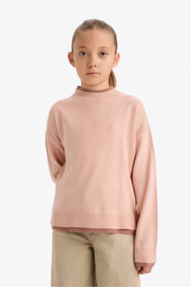 Kız Çocuk Bisiklet Yaka Triko Kazak