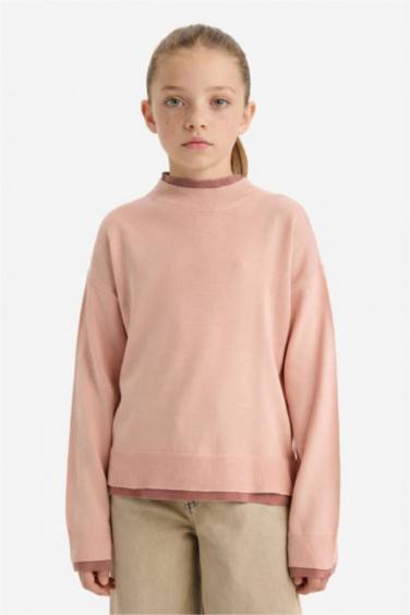 بلوز صوف بناتي قصة عادية بياخة مستديرة