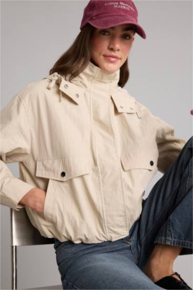 Su Geçirmez Kapüşonlu Dokuma Mont - Görsel 5