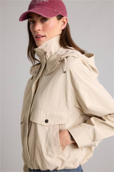 Su Geçirmez Kapüşonlu Dokuma Mont - Görsel 7