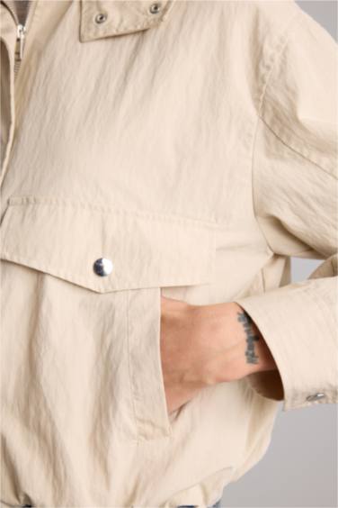 Su Geçirmez Kapüşonlu Dokuma Mont - Görsel 9