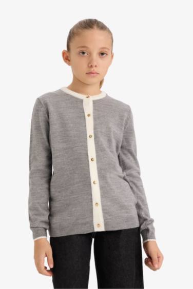 Kız Çocuk Düğmeli Hırka