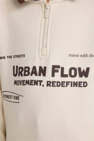 Erkek Çocuk Polo Yaka Baskılı İçi Yumuşak Tüylü Sweatshirt