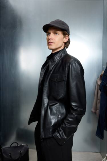 %100 Deri Premium Slim Fit Dar Kesim Dik Yaka Astarlı Fermuarlı Mont