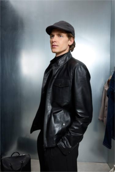 %100 Deri Premium Slim Fit Dar Kesim Dik Yaka Astarlı Fermuarlı Mont