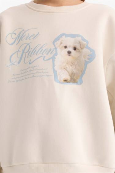 سيت بناتي سويت شيرت وبنطلون بجامة رياضي - قطعتين